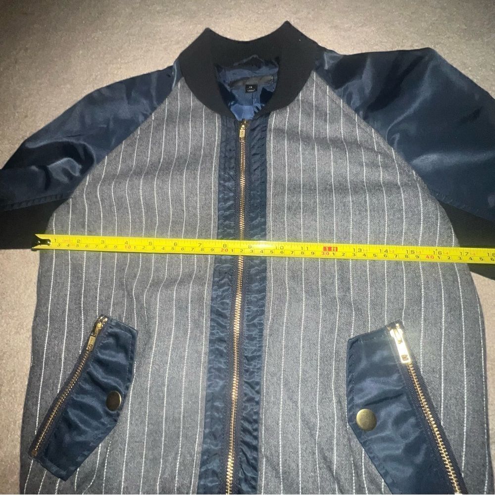 J Crew Pinstripe Bomber Jacket - Sz XS - Picture 12 of 15